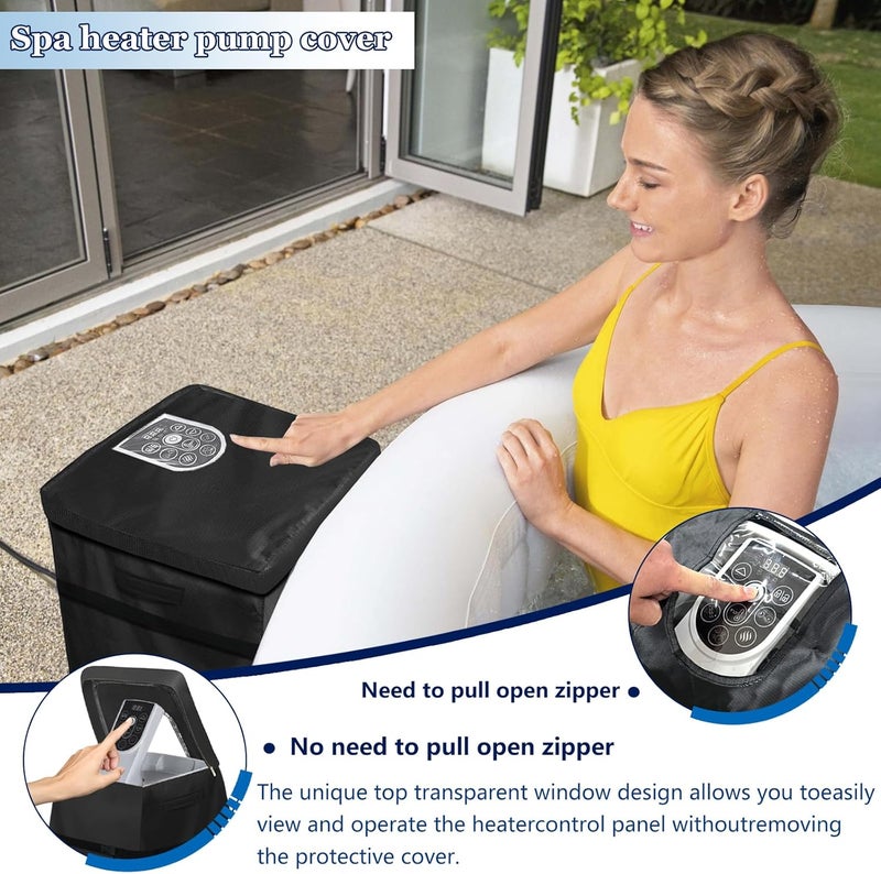 Hadisi Hot Tub Spa Heater Pump Winter Cover,with Insulation Aluminum Foil and Plush Lining,Waterproof Dustproof Hot Tub Spa Heater Pump Cover(Black,Square) - Image 5